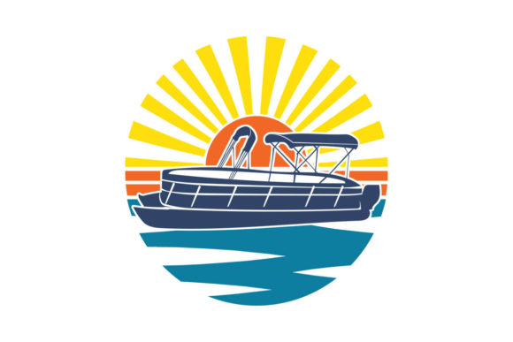 Pontoon Boat Retro Sunset PNG SVG Review