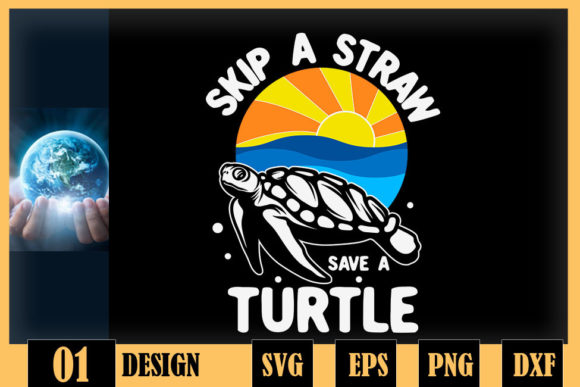 Retro Skip a Straw Save a Turtle