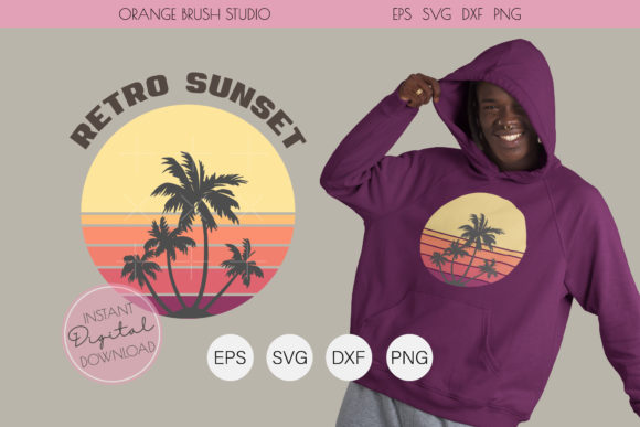 Retro Sunset Palm Trees Silhouette SVG Review
